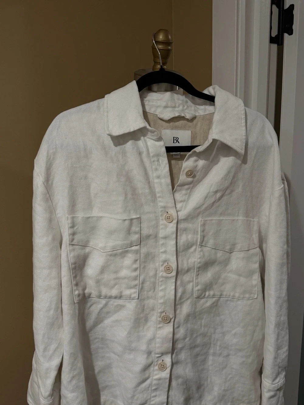 Banana Republic Off-White Linen Button-Front Jacket
